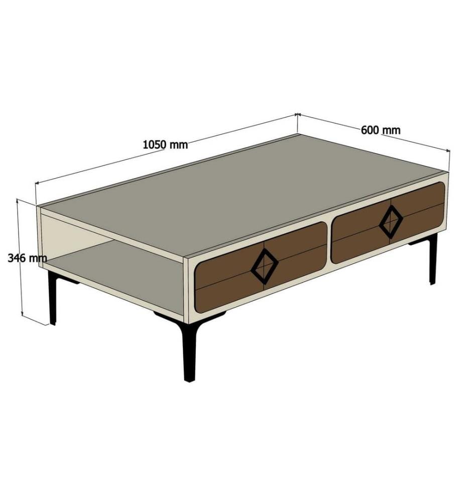 Coffee Table, White Walnut, Melamine Coated Particle Board