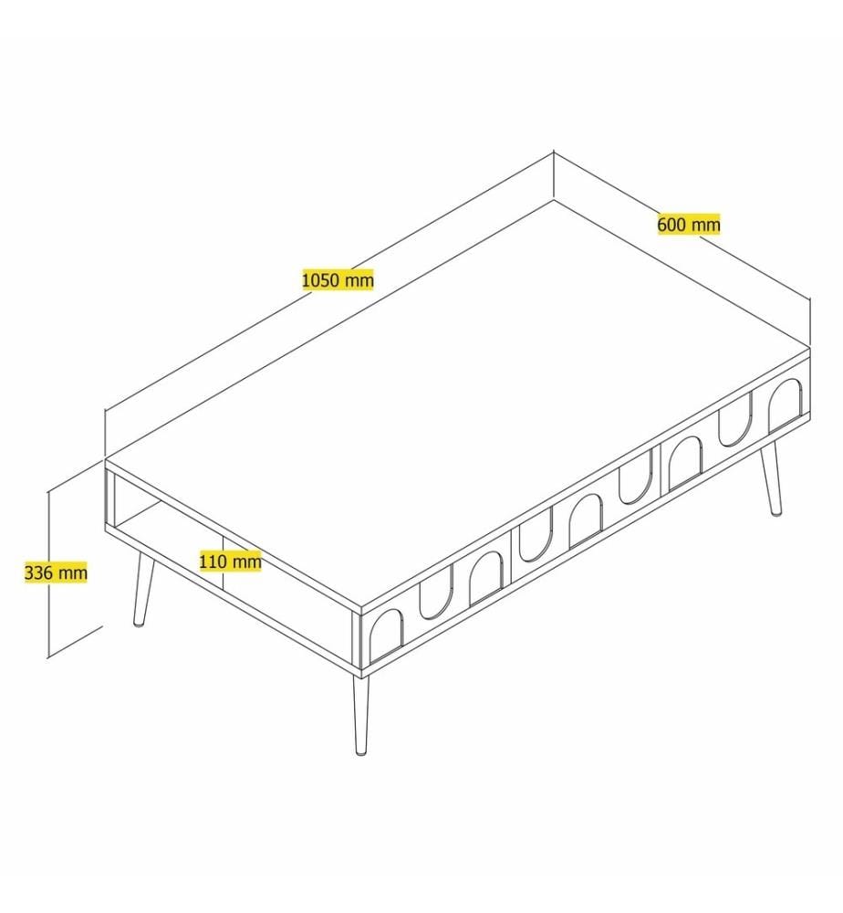 Coffee Table, White, Gold, 100% Melamine Coated Particle Board