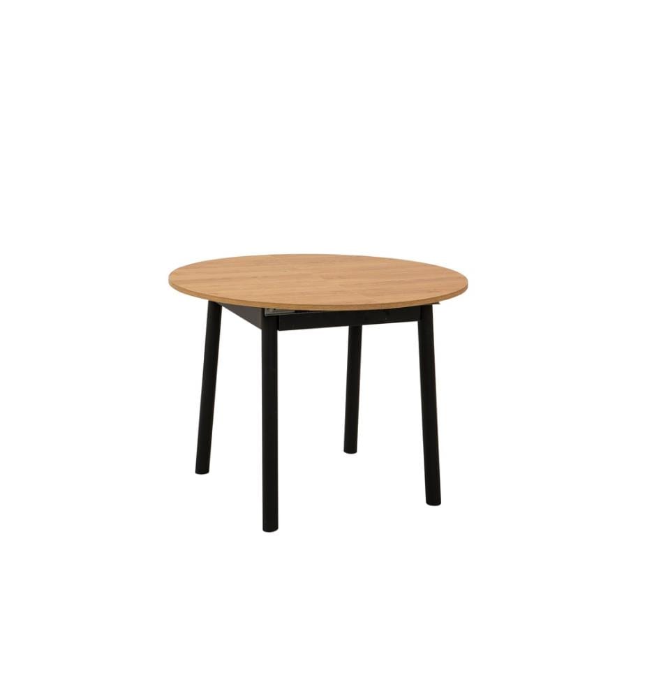 Table de salle à manger à rallonge, chêne, noir, panneau de particules mélaminé