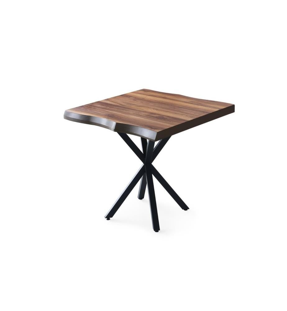 Dining Table, Walnut, Melamine Coated Particle Board, Metal Legs