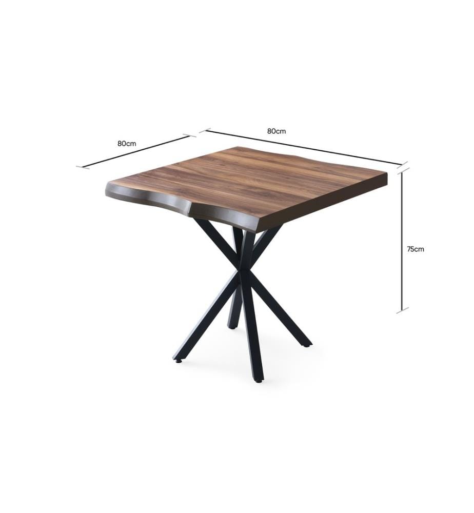 Dining Table, Walnut, Melamine Coated Particle Board, Metal Legs