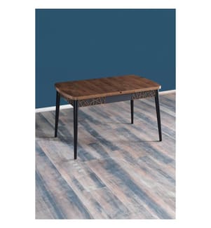 Table à rallonges, noyer, noir, PANNEAU DE PARTICULES 100 % MÉLAMINÉ, pieds en bois