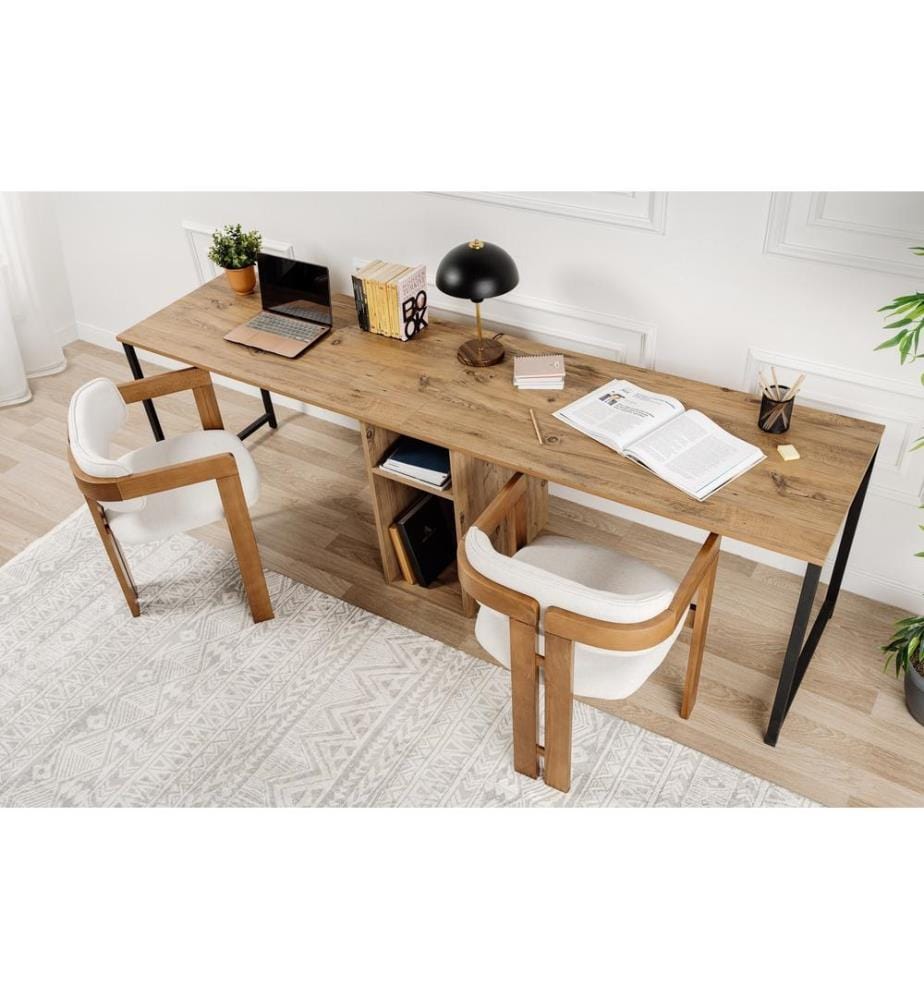 Study Desk, Atlantic Pine, Black, 100% MELAMINE COATED PARTICLE BOARD