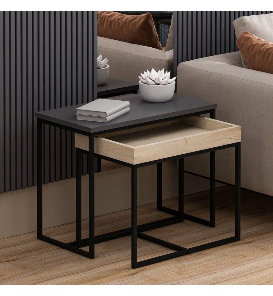 Side Table, Anthracite, 100% MELAMINE COATED PARTICLE BOARD