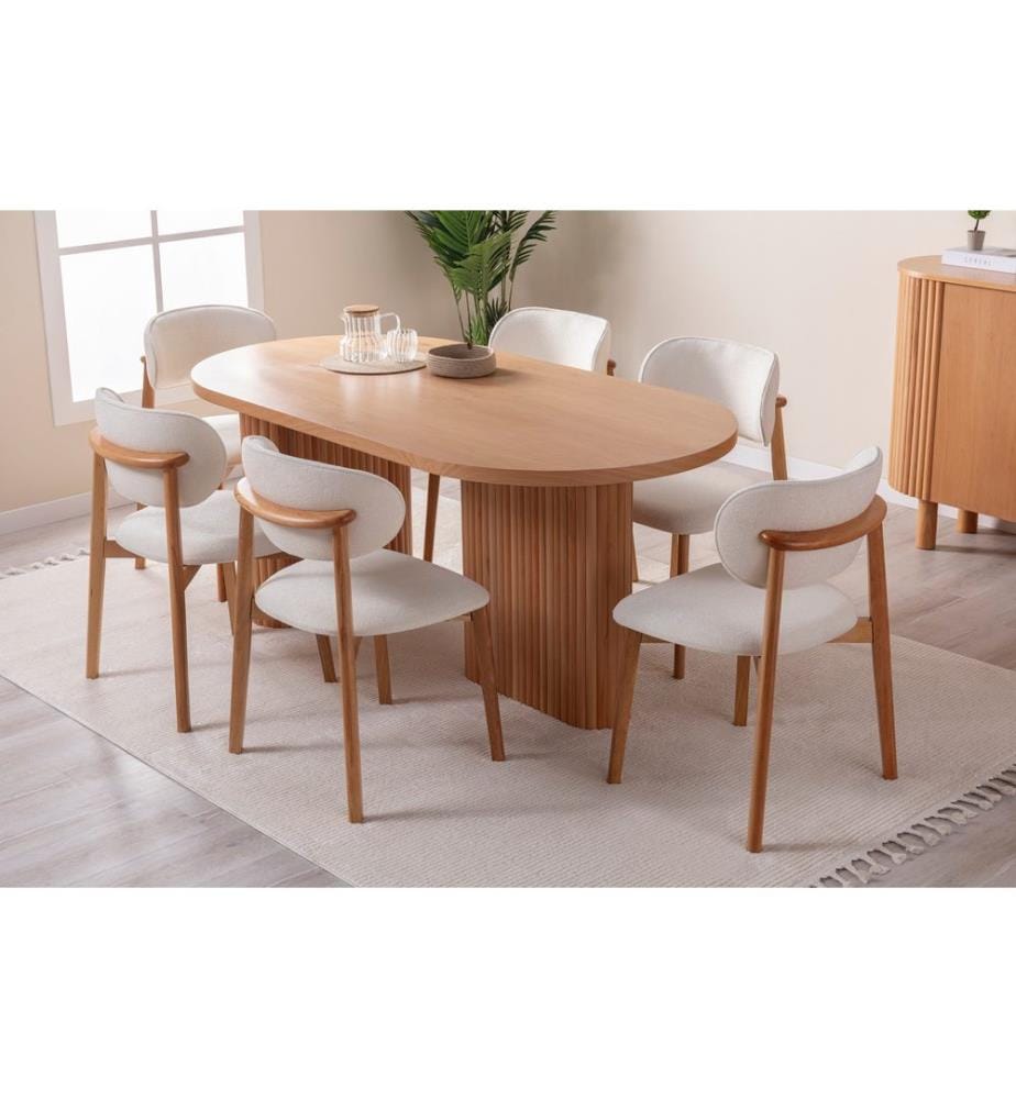 Dining Table, Beech, 100% MDF, Beech Wood Coated