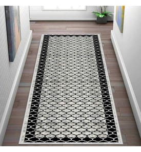 Teppich, Weiss, Grau, Schwarz, 100% Polyester, 50 x 80 cm