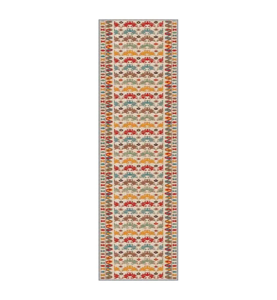 Teppich, Creme, Grün, Rot, Braun, 100% Polyester, 80 x 100 cm