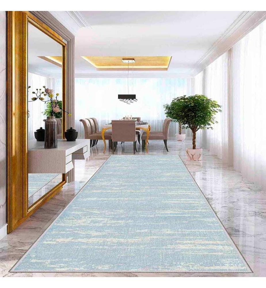 Tappeto, Blu, Crema, 100% poliestere, 80 x 100 cm