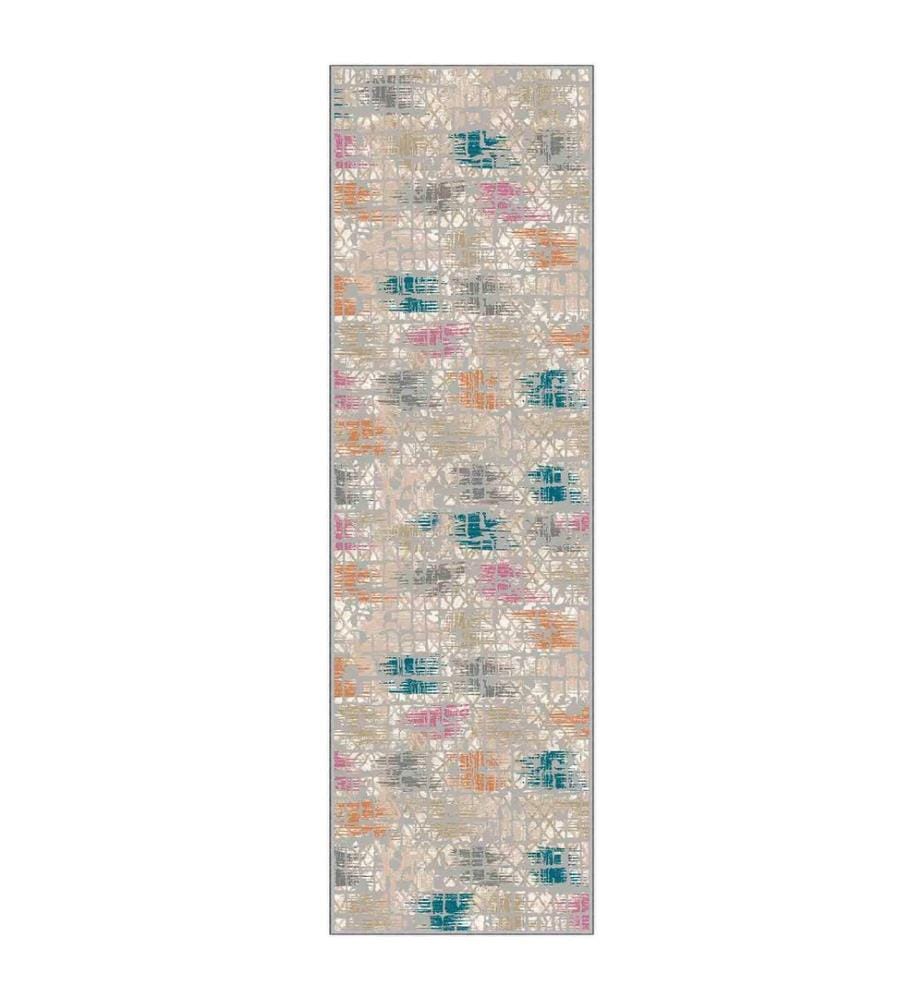 Tappeto, Crema, Arancione, Verde, Grigio, 100% poliestere, 80 x 100 cm