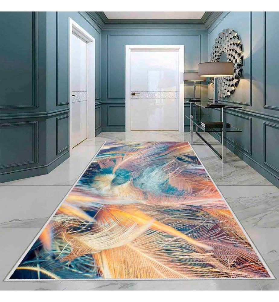 Tappeto, Crema, Arancione, Giallo, Blu, Nero, 100% poliestere, 50 x 80 cm