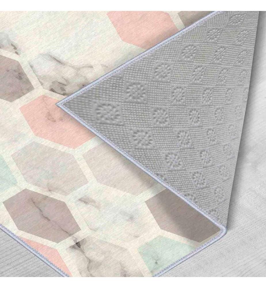 Tappeto, Crema, Rosa, Blu, Visone, 100% poliestere, 80 x 100 cm