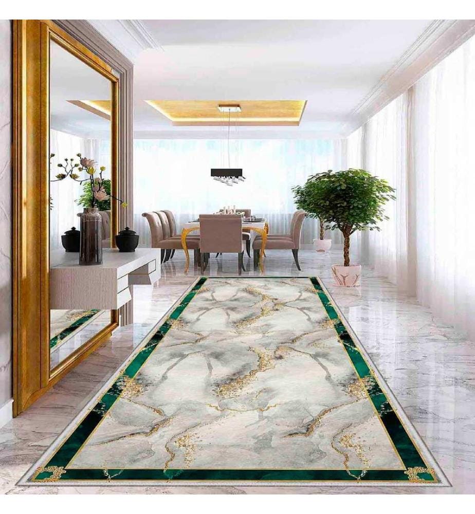 Tappeto, Crema, Oro, Verde, 100% poliestere, 80 x 100 cm