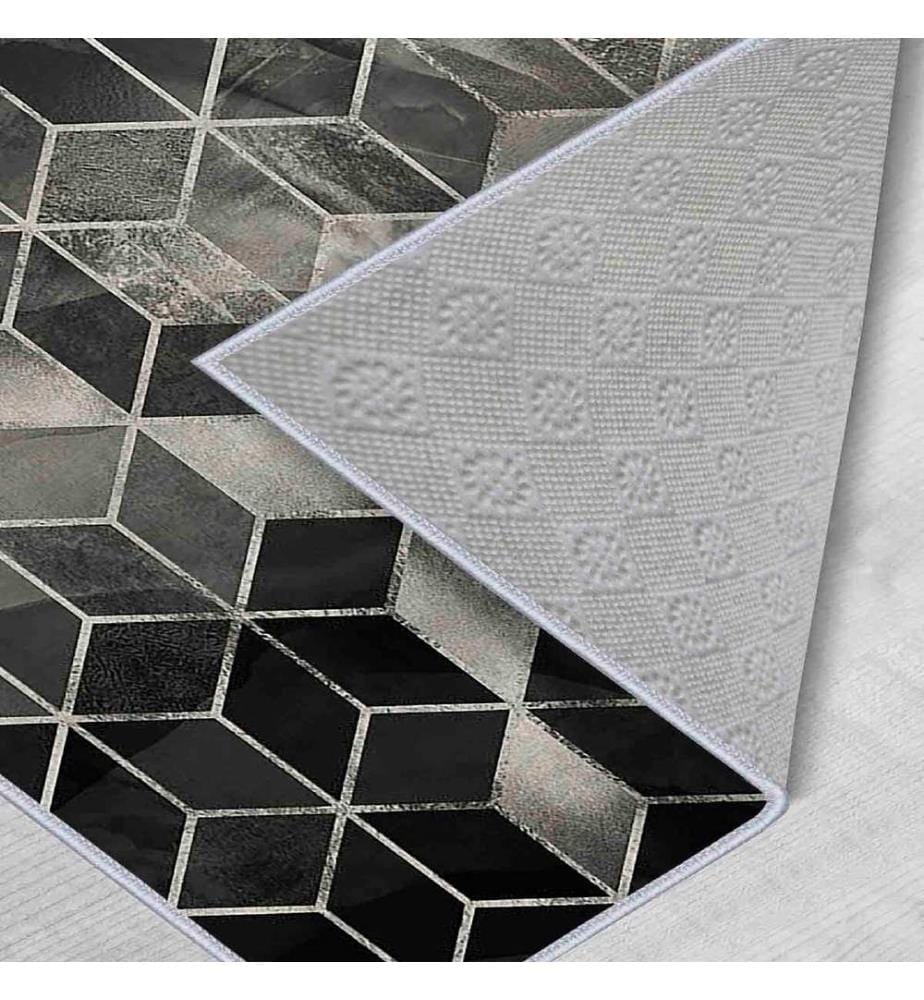 Teppich, Weiss, Grau, Schwarz, 100% Polyester, 50 x 80 cm