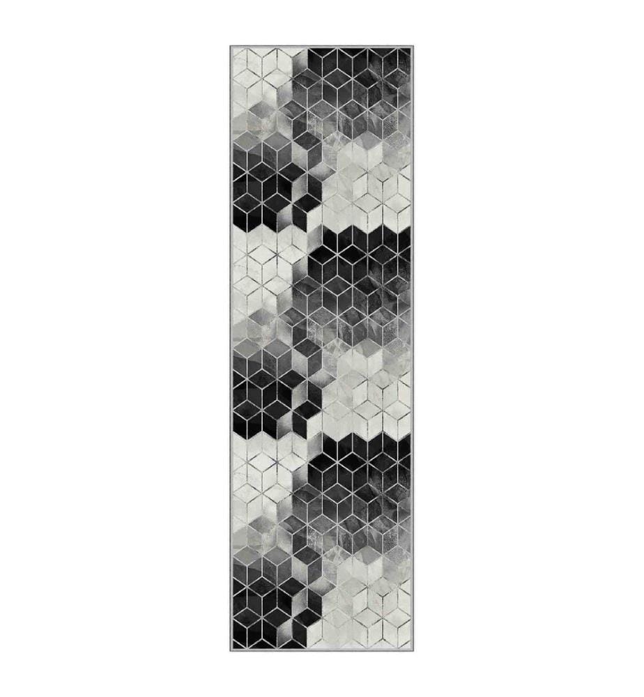 Tappeto, Bianco, Grigio, Nero, 100% Poliestere, 80 x 100 cm