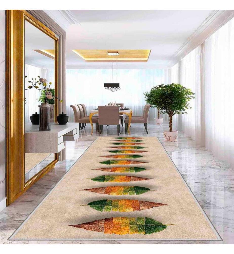 Tappeto, Crema, Arancione, Verde, Marrone, 100% poliestere, 50 x 80 cm