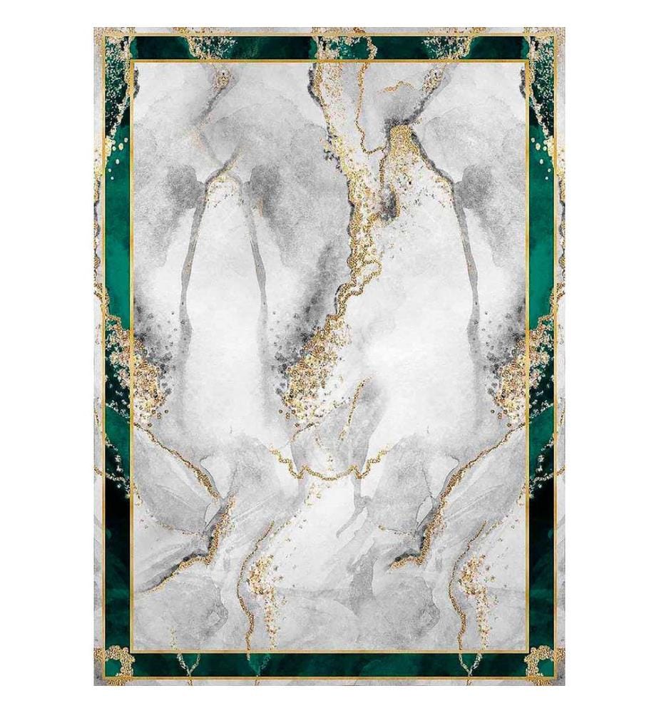 Tappeto, Bianco, Grigio, Oro, Grigio, 100% Poliestere, 50 x 80 cm