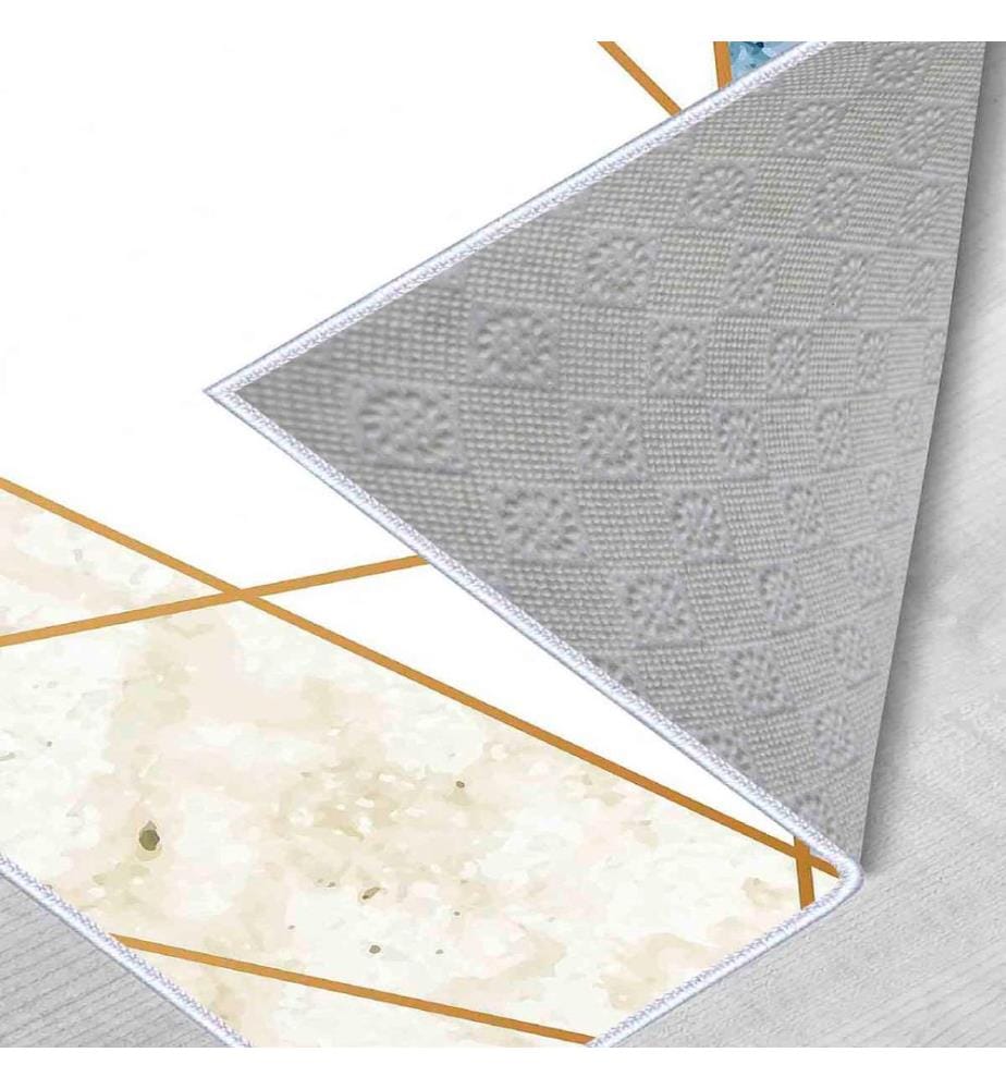 Tappeto, Crema, Rosa, Oro, Blu, 100% poliestere, 50 x 80 cm