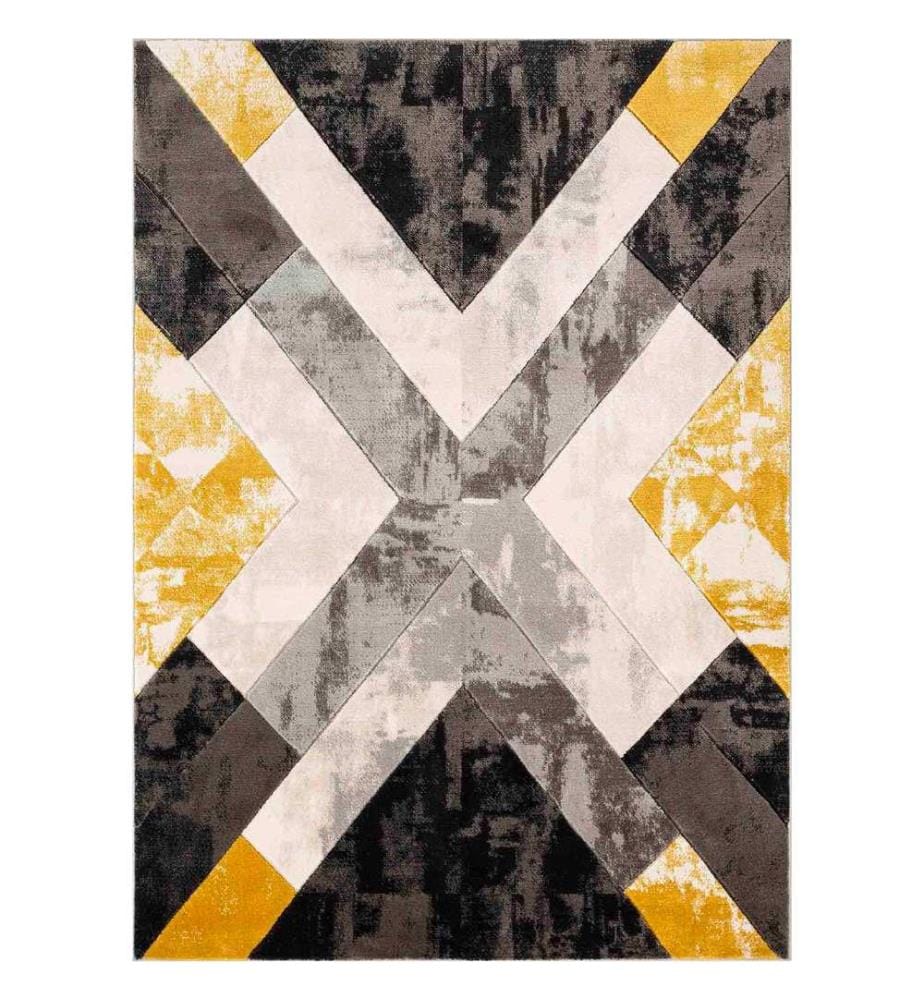 Tappeto, Grigio, Crema, Oro, Nero, 100% Poliestere, 50 x 80 cm