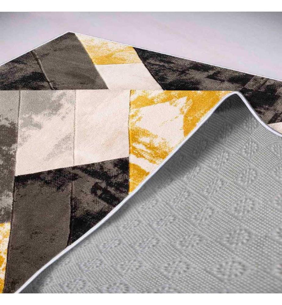 Tappeto, Grigio, Crema, Oro, Nero, 100% Poliestere, 50 x 80 cm