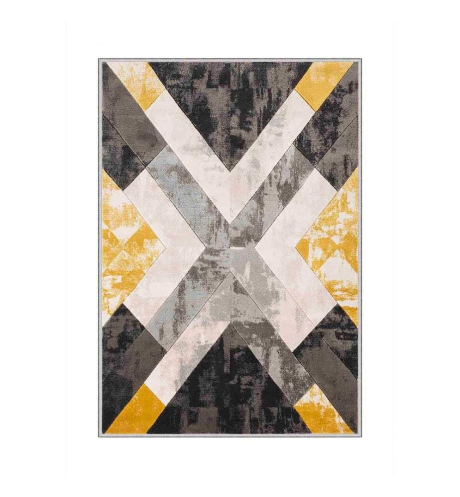 Tappeto, Grigio, Crema, Oro, Nero, 100% Poliestere, 50 x 80 cm