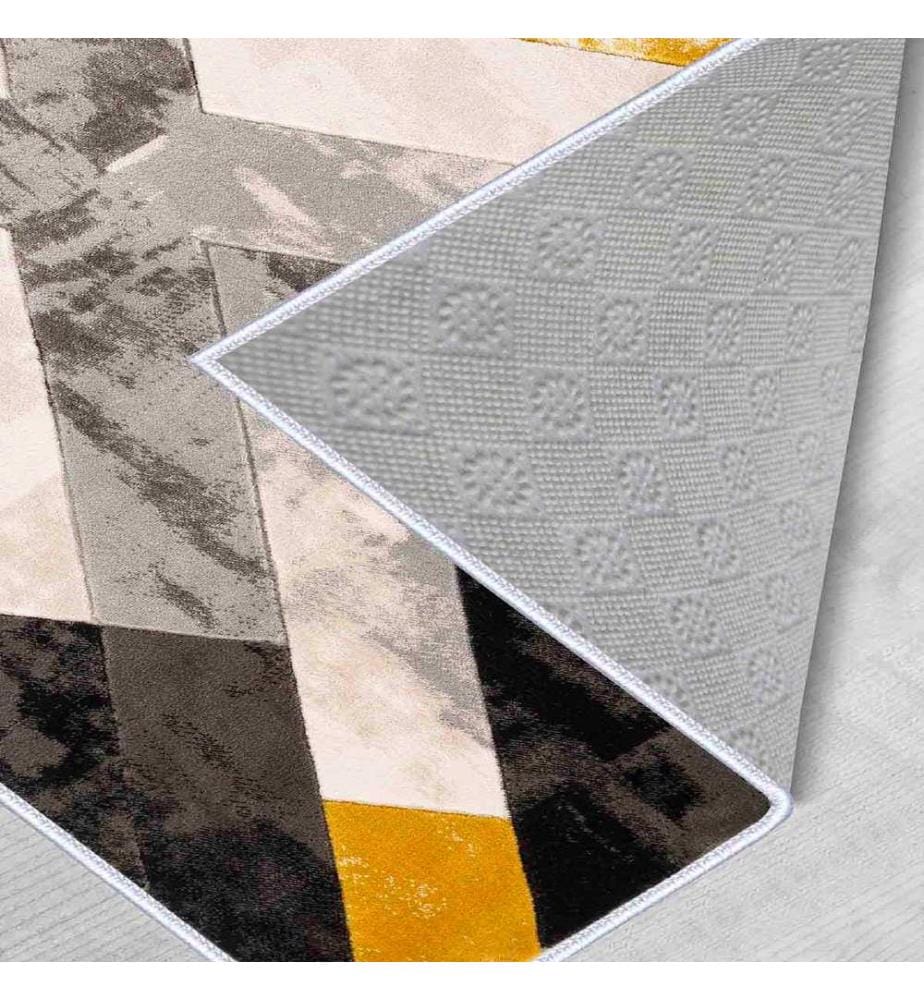 Tappeto, Grigio, Crema, Oro, Nero, 100% Poliestere, 50 x 80 cm