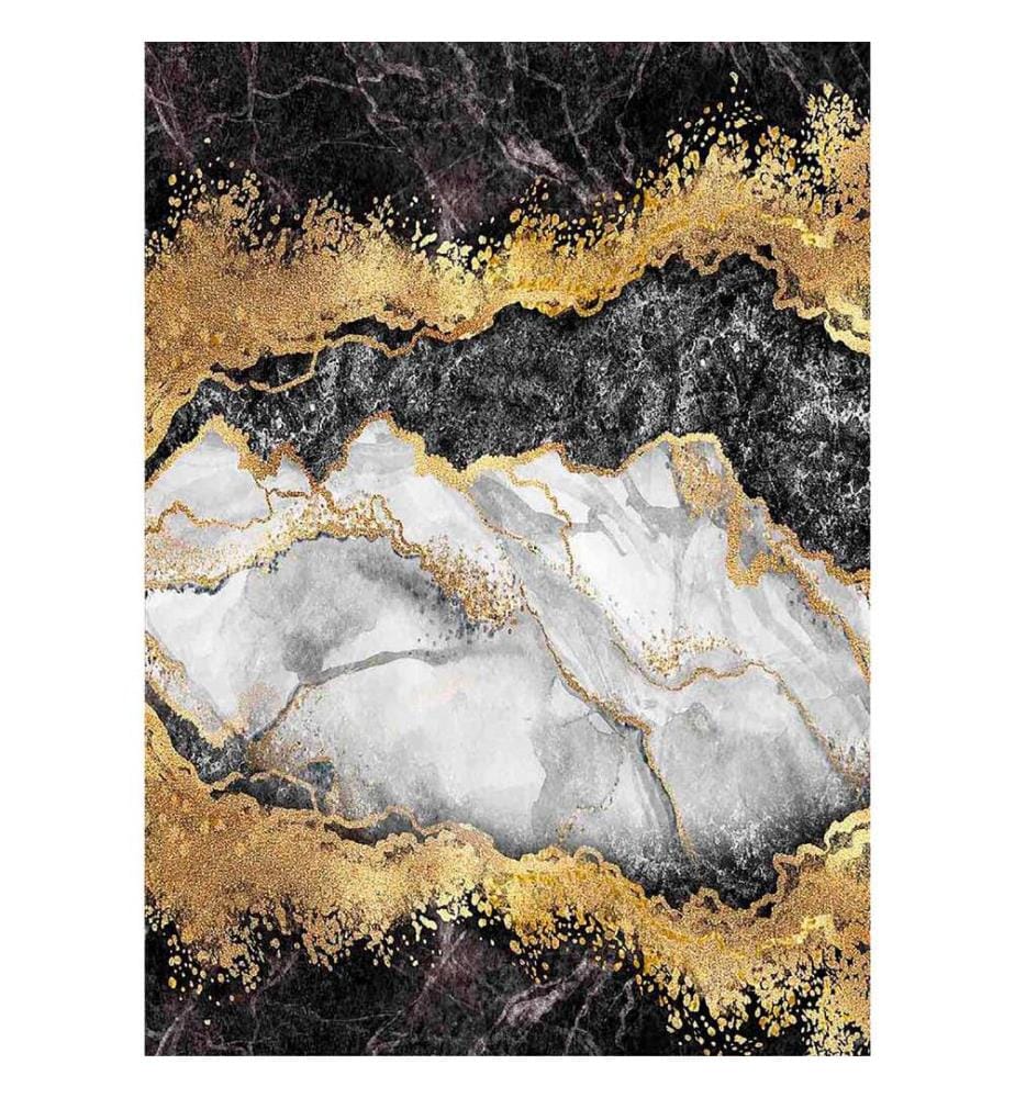 Tappeto, Bianco, Grigio, Oro, Nero, 100% Poliestere, 50 x 80 cm