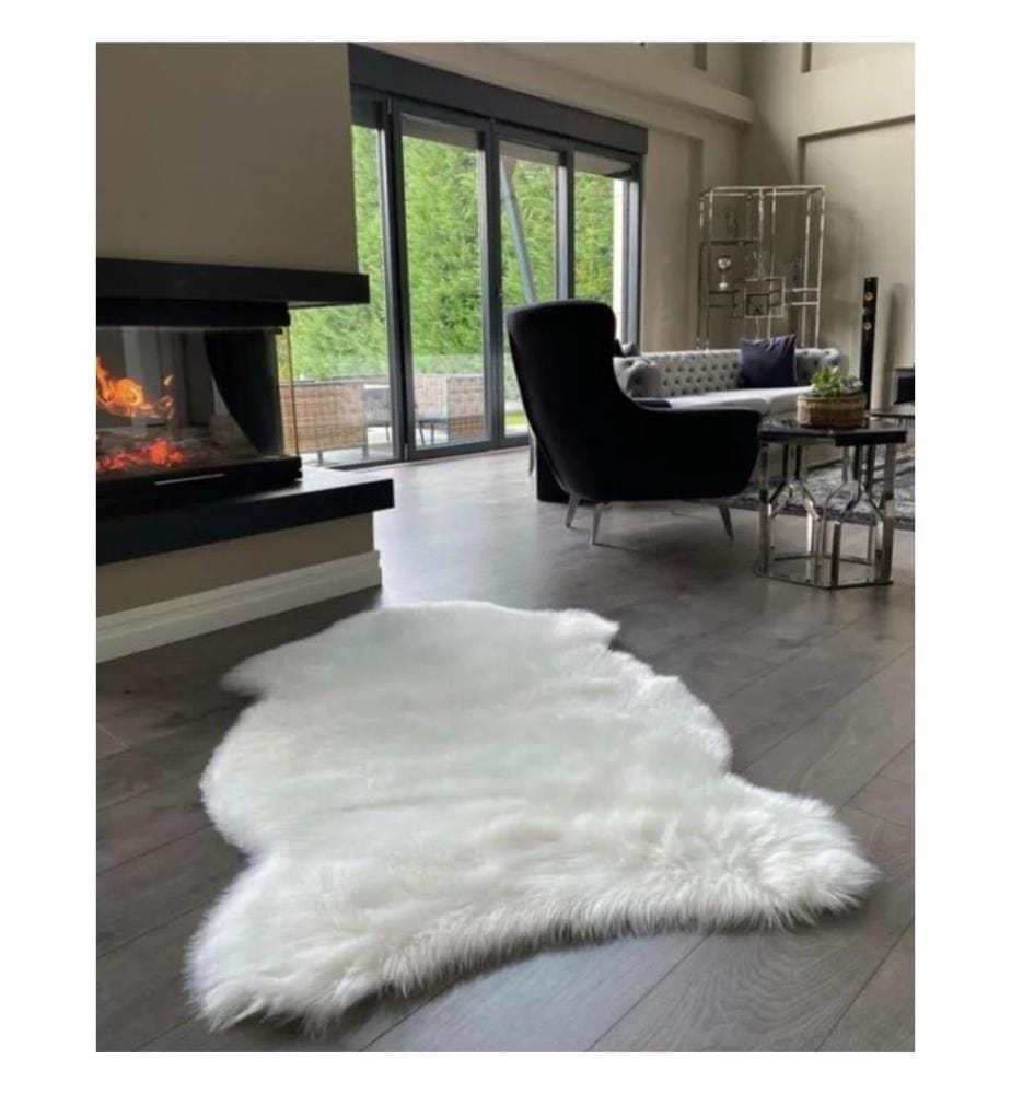 Tappeto, Bianco, 100% poliestere, 60 x 90 cm