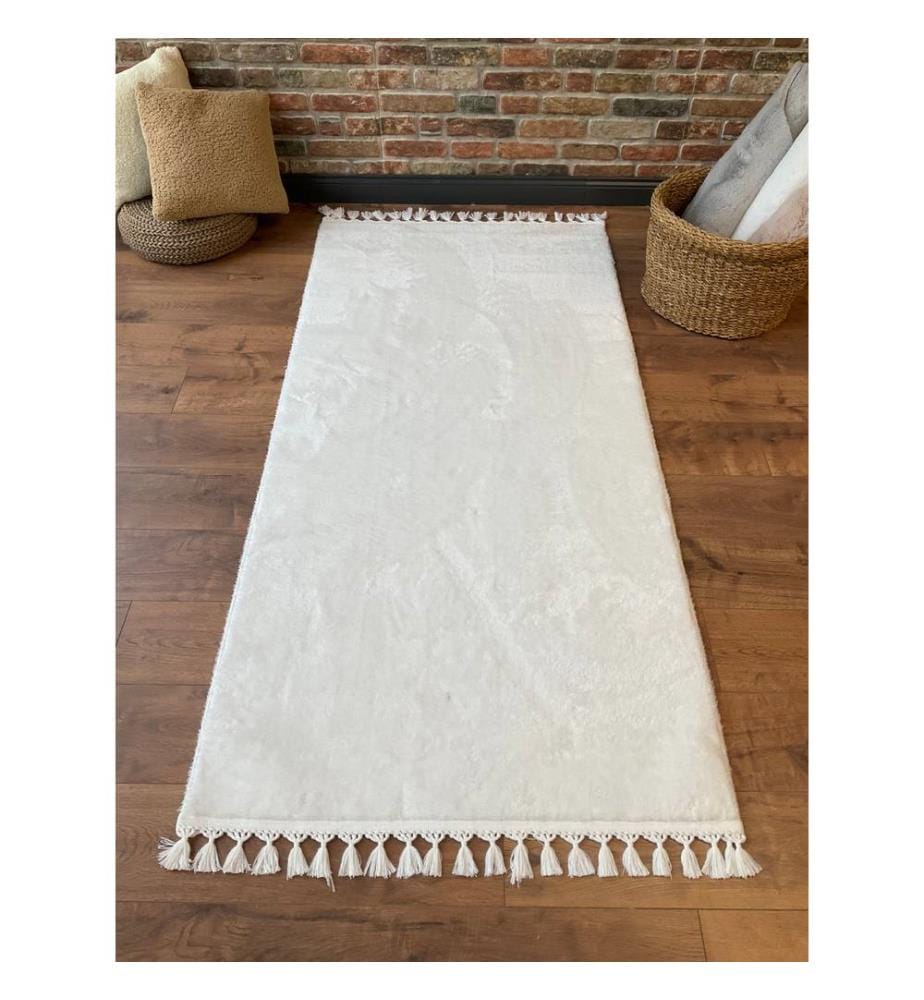 Carpet, White, 100% Polyester, 80 x 100 cm