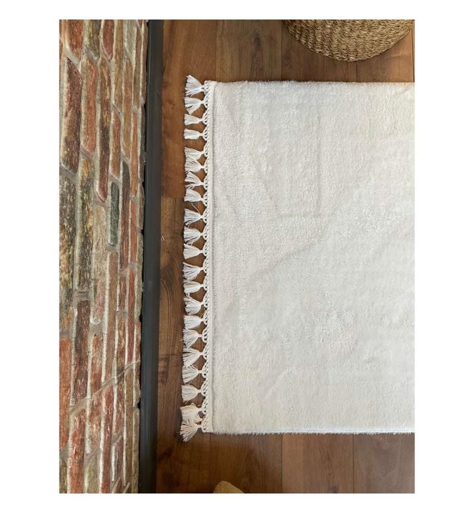 Tappeto, Bianco, 100% poliestere, 80 x 150 cm