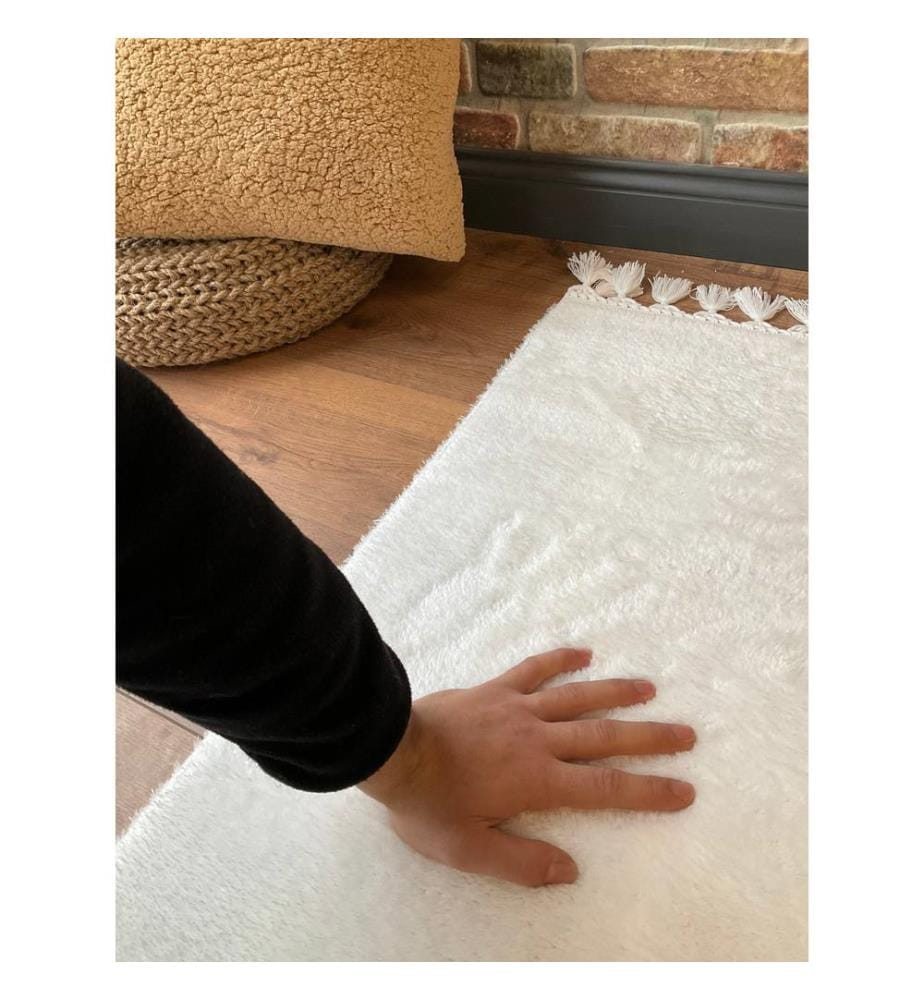 Tapis, blanc, 100% polyester, 120 x 180 cm