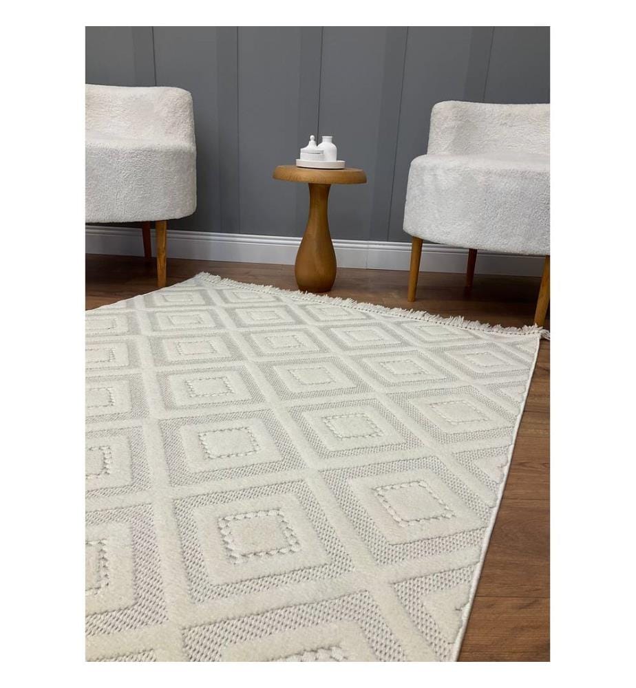 Tappeto, Crema, Tappeto fatto a macchina, 100 x 200 cm