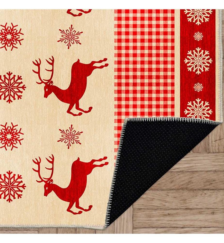 Tappeto, Rosso, Crema, 70% Cotone / 30% Ciniglia, 80 x 50 cm