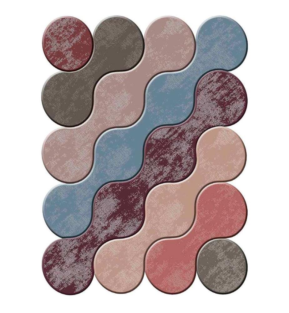 Tappeto, Rosso chiaretto, Salmone, Cipria, Blu, Visone, 100% poliestere, 80 x 50 cm
