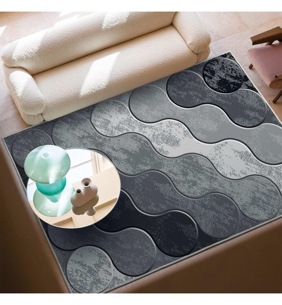 Tappeto, Bianco, Grigio, Nero, 100% Poliestere, 80 x 50 cm