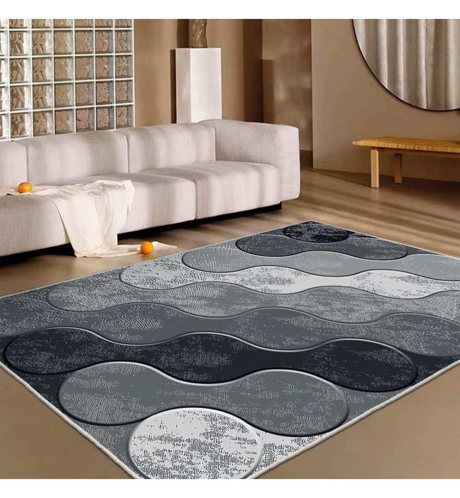 Tappeto, Bianco, Grigio, Nero, 100% Poliestere, 80 x 50 cm