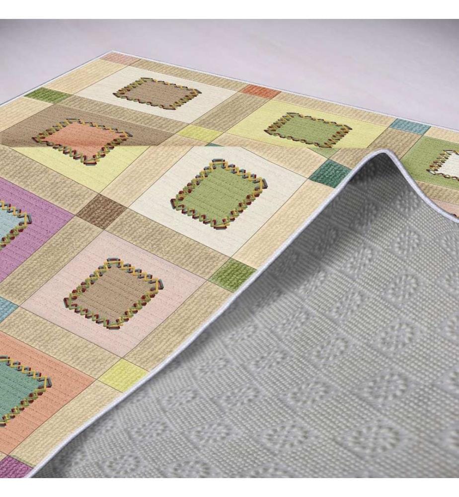 Tappeto, Fucsia, Verde, Blu, Giallo, Marrone, 100% Poliestere, 40 x 60 cm