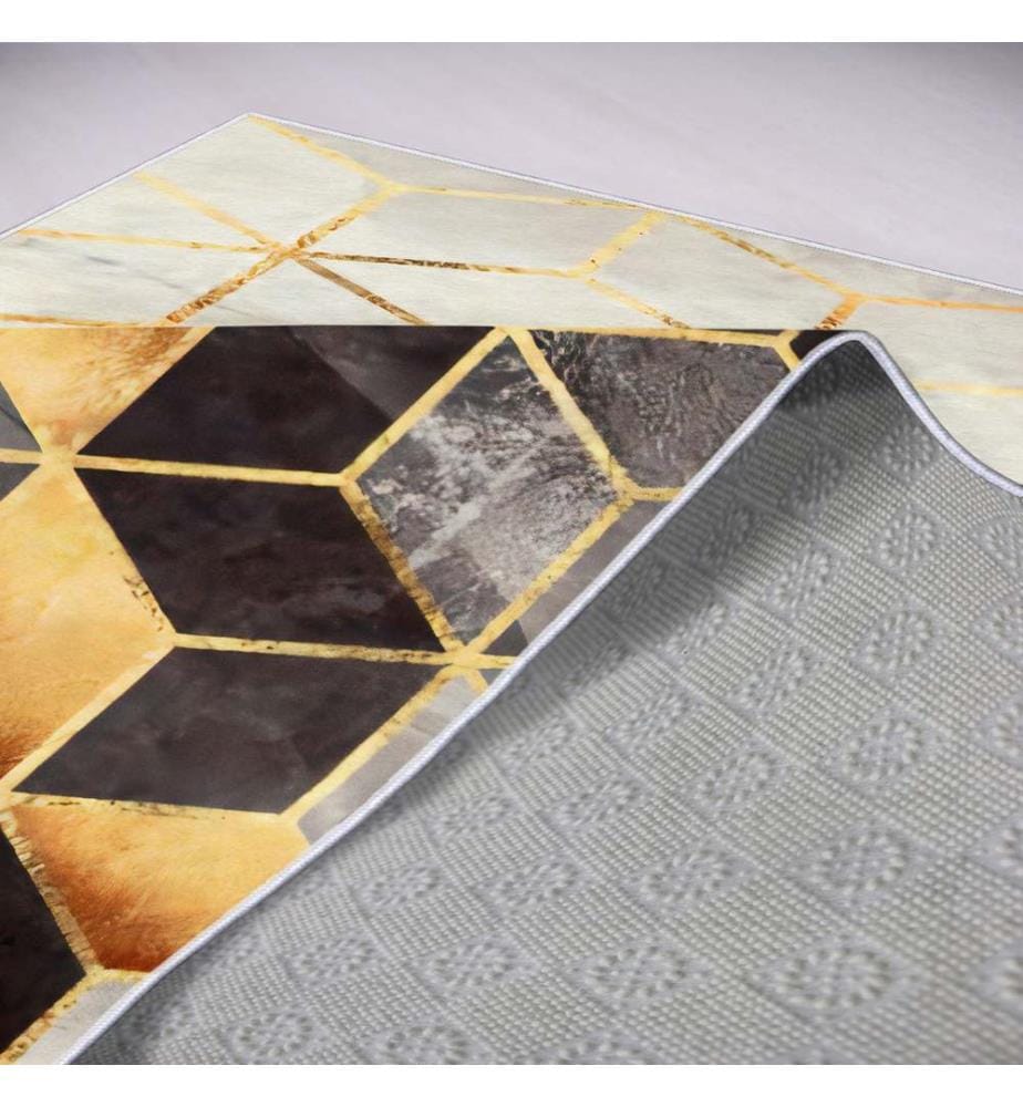 Tappeto, Bianco, Grigio, Arancione, Arancione, Nero, 100% Poliestere, 80 x 50 cm