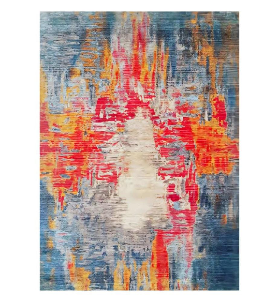 Carpet, White, Fuchsia, Orange, Blue, Grey, 100% Polyester, 40 x 60 cm