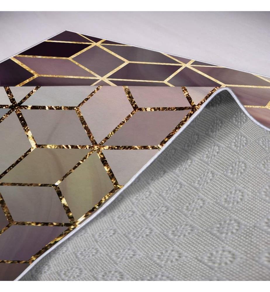 Tappeto, Lilla, viola, beige, crema, oro, 100% poliestere, 80 x 50 cm
