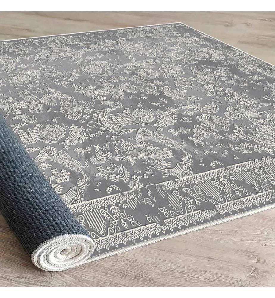 Tappeto, Grigio scuro, Bianco, 100% cotone, 60 x 100 cm