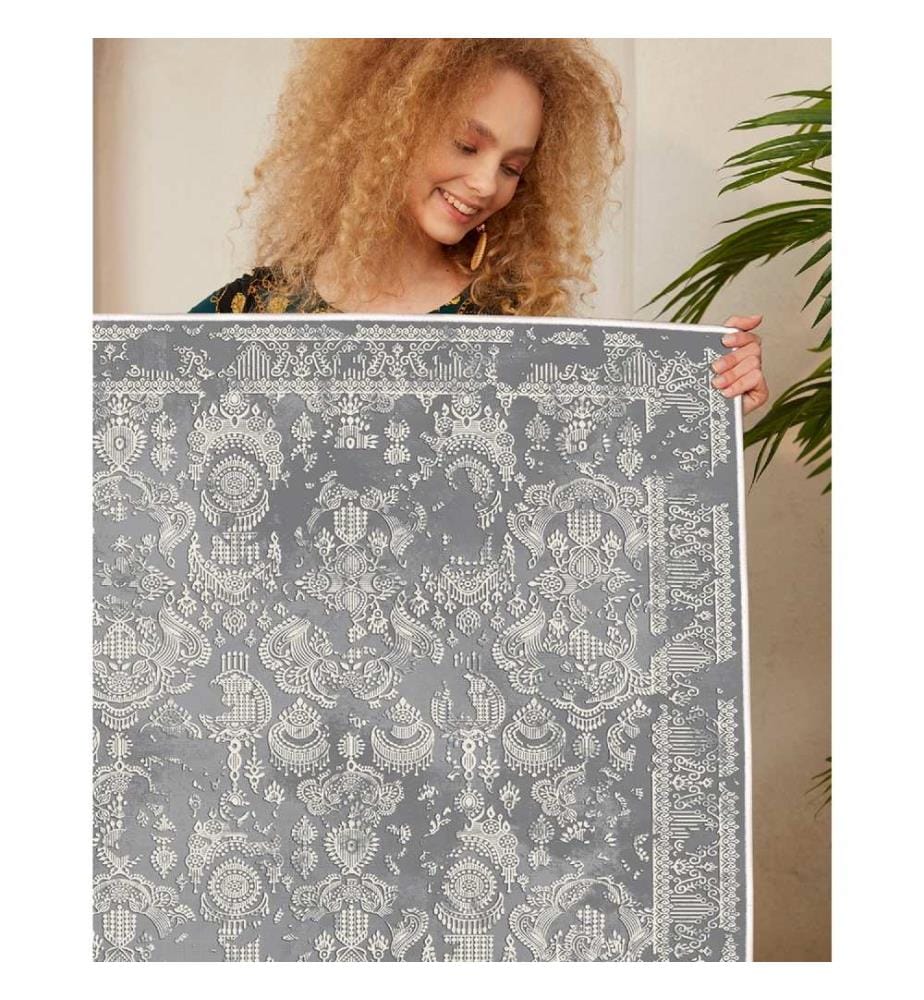 Tappeto, Grigio scuro, Bianco, 100% cotone, 80 x 80 cm