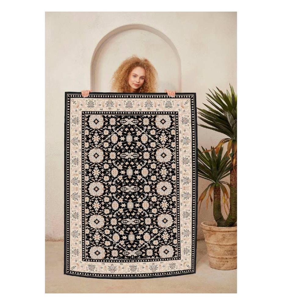 Tappeto, Crema, Cammello, Grigio, Grigio, Nero, 100% Cotone, 80 x 50 cm
