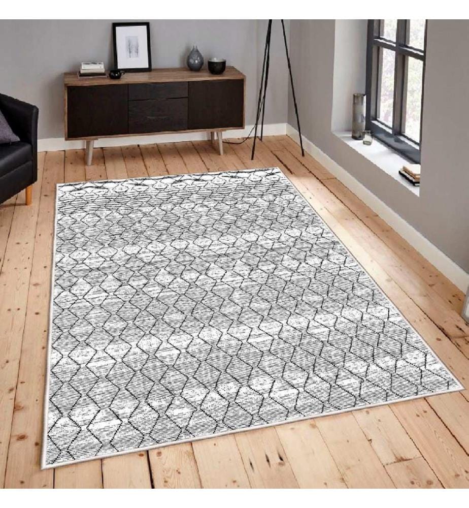 Tappeto, Crema, Grigio, Bianco, 100% Cotone, 60 x 100 cm