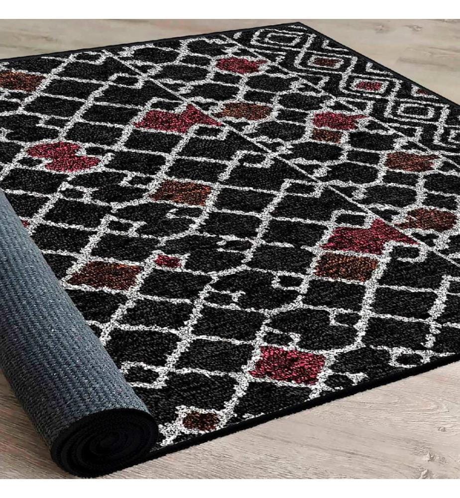 Tappeto, Bianco, Rosso, Nero, 100% cotone, 80 x 50 cm