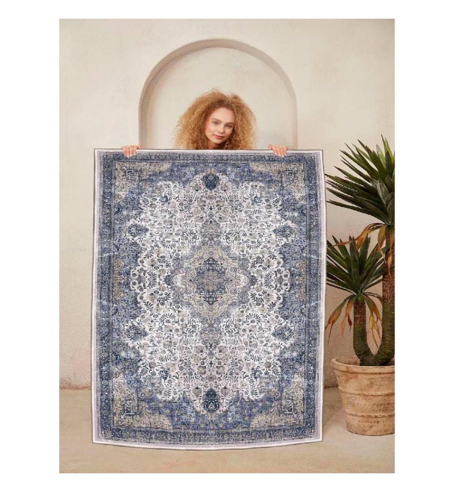 Tappeto, Crema, Grigio, Beige, 100% cotone, 80 x 50 cm