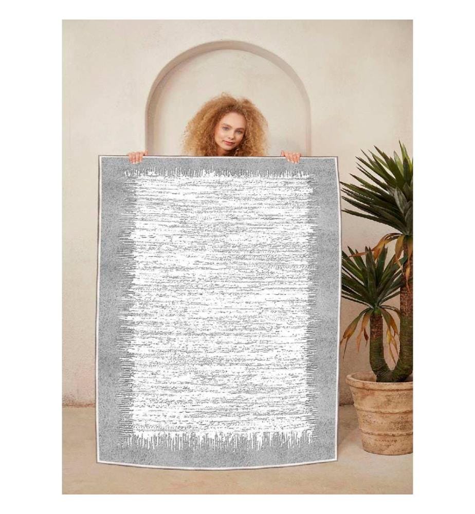 Tappeto, Crema, Grigio, 100% cotone, 80 x 50 cm