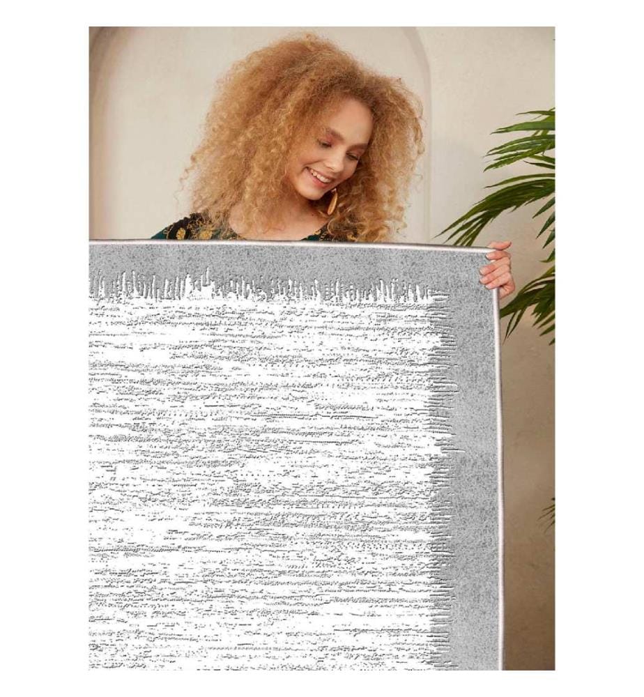 Tappeto, Crema, Grigio, 100% cotone, 80 x 50 cm