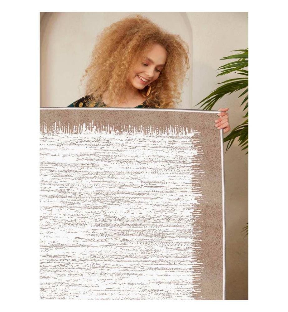 Tappeto, crema, marrone, 100% cotone, 60 x 100 cm
