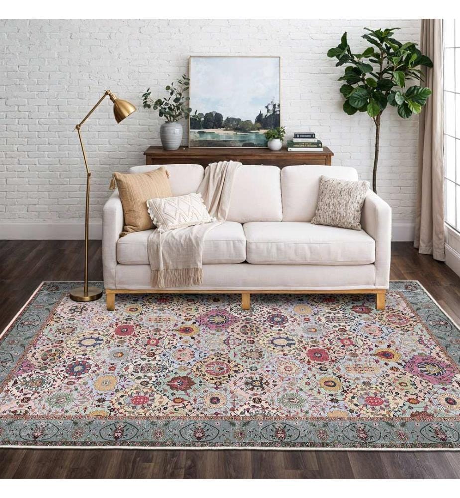 Tappeto, Crema, Rosso, Arancione, Blu, Verde, 100% cotone, 80 x 50 cm