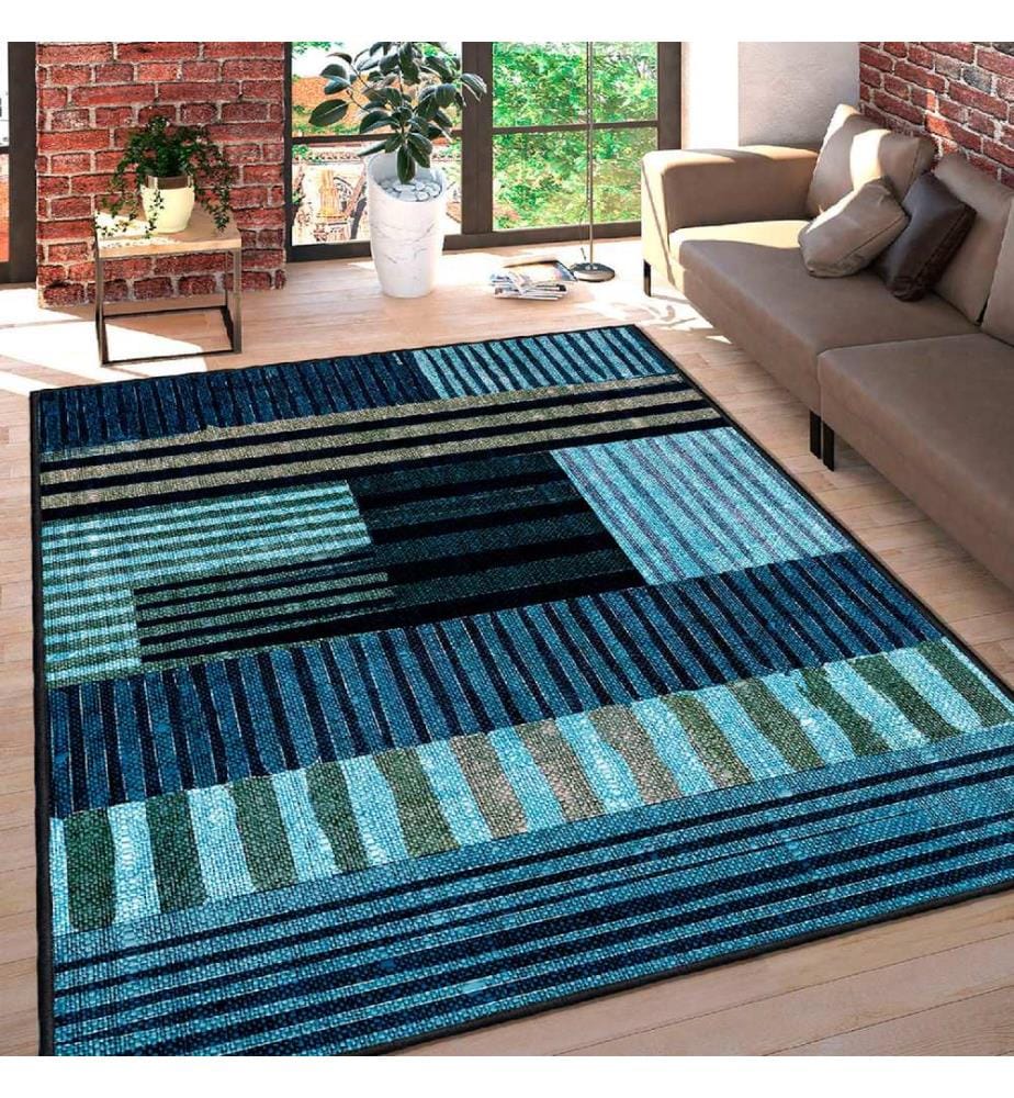Tappeto, Bianco, Giallo, Blu, Blu marino, 100% cotone, 80 x 50 cm